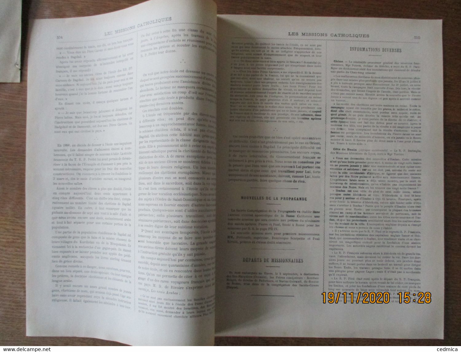 LES MISSIONS CATHOLIQUES DU 22 NOVEMBRE 1895 MESOPOTAMIE,BAGDAD,NORVEGE,URUA,UN TERRIBLE HIVER EN MANDCHOURIE - Riviste - Ante 1900