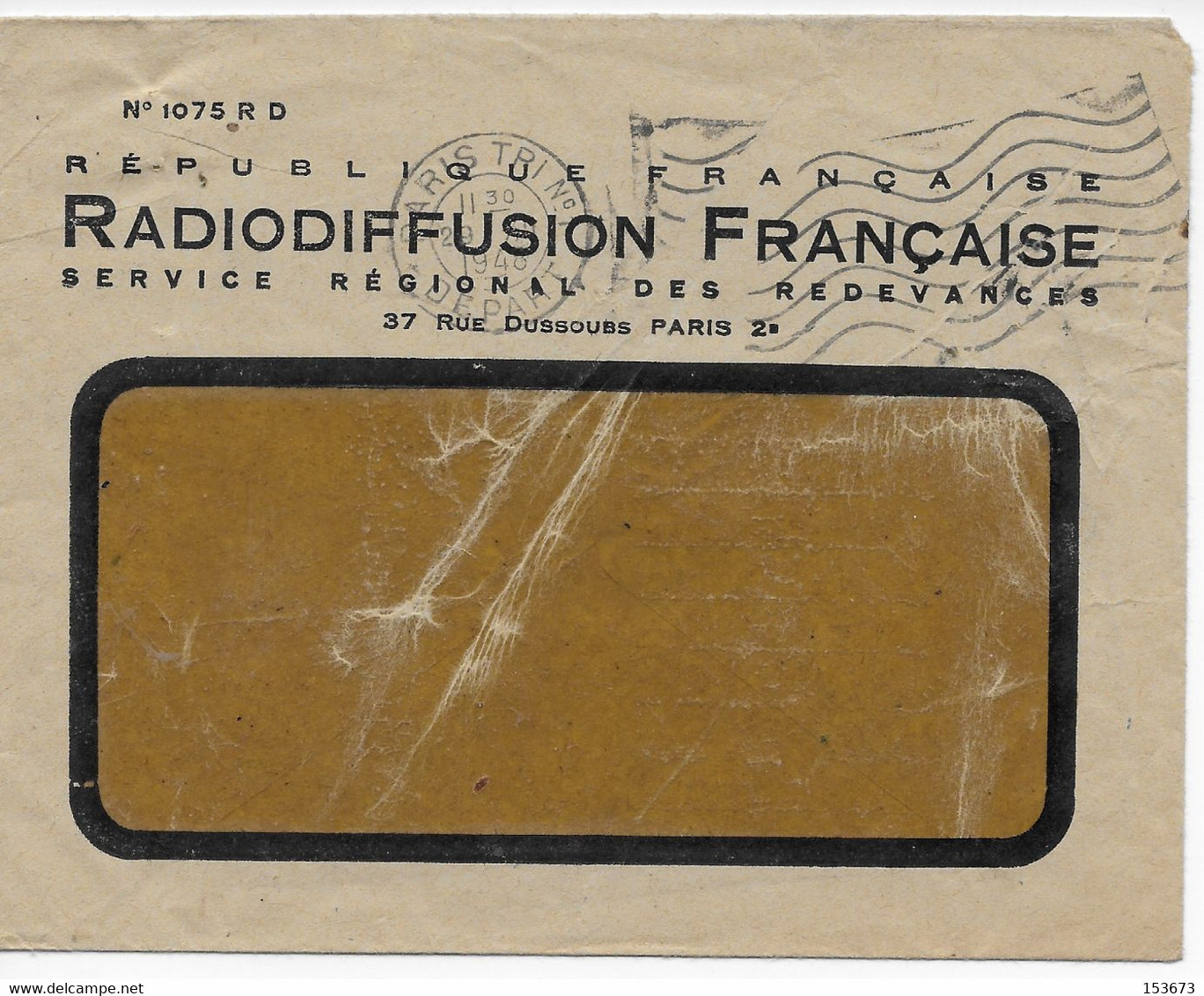 Lettre à Fenêtre 1948 "République Française - Radiodiffusion Française - Service Régional Des Redevances" En Franchise. - Radio-uitzending