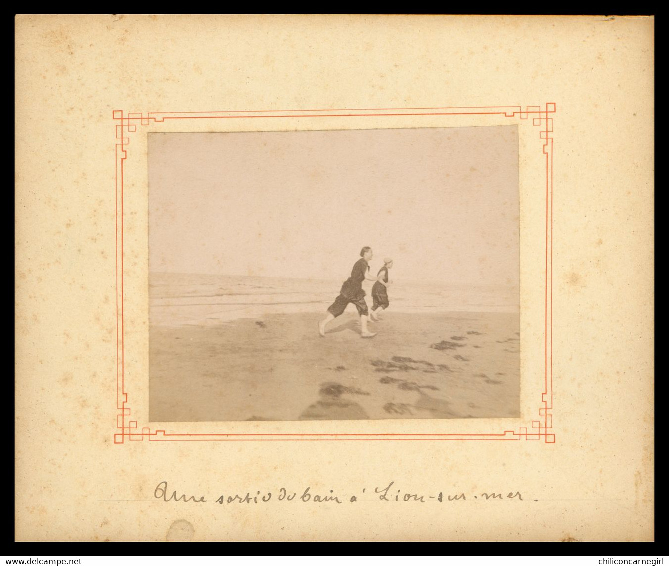 PHOTO CDV Albuminée Sur Carton - Avant 1900 - Une Sortie Du Bain à LION SUR MER - Animée - CALVADOS - Antiche (ante 1900)