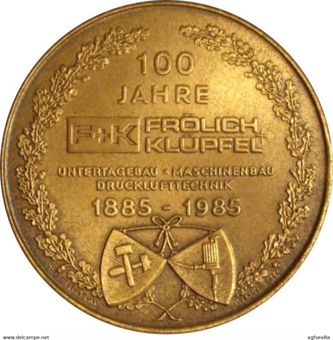 ALEMANIA. MEDALLA 100 ANIVERSARIO FRÖLICH KLÜPFEL. 1.985. BRONCE. GERMAN MEDAL - Profesionales/De Sociedad