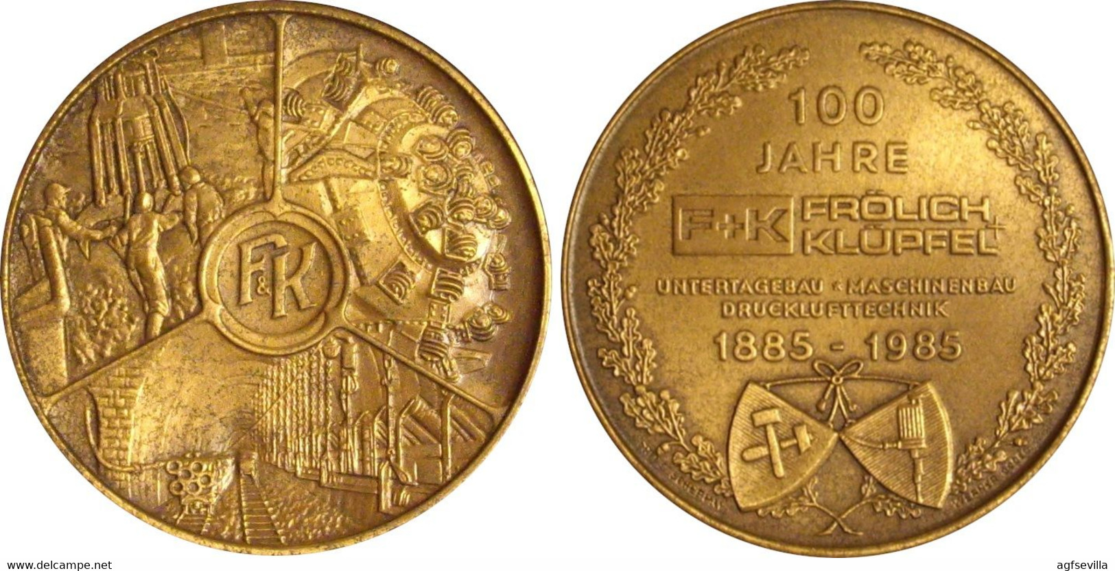 ALEMANIA. MEDALLA 100 ANIVERSARIO FRÖLICH KLÜPFEL. 1.985. BRONCE. GERMAN MEDAL - Professionnels/De Société