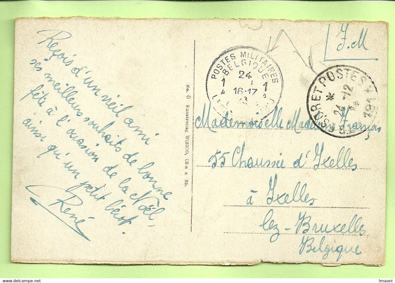 Kaart (CREFELD ) Met Stempel POSTES MILITAIRES BELGIQUE 1A +stempel TRESOR ET POSTES 191  (K3415) - Marques D'armées