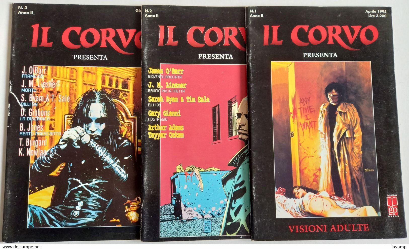 IL CORVO - DAL N 1 AL N. 3 ANNO SECONDO   -MARVEL  PRESS APR/MAG/GIU 1995 ( CART 75) - Super Héros