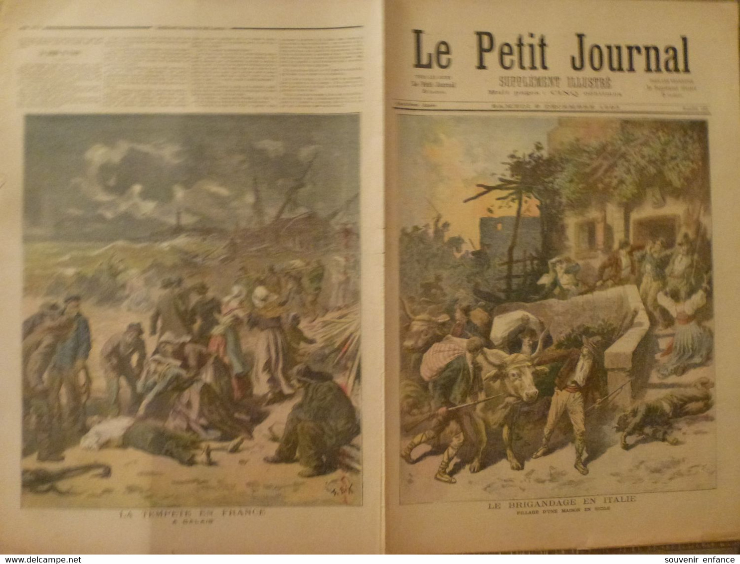 Le Petit Journal 9 Décembre 1893 159 Brigandage En Italie Sicile Tempête En France Calais 62 Dahoméen Chedingen Dahomée - 1850 - 1899