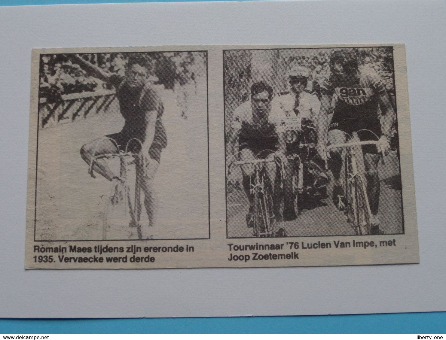 Romain MAES Ereronde 1935 - Tourwinnaar '76 Lucien VAN IMPE / Joop ZOETEMELK ( Zie Foto Voor Detail ) KRANTENARTIKEL ! - Cyclisme
