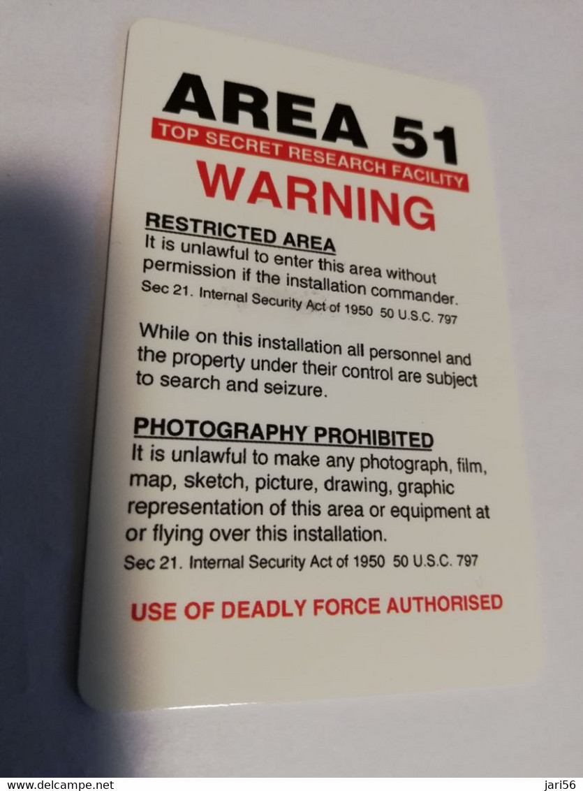 UNITED STATES AMERICA  AREA 51 / 3CARDS  NO 1 OF 1000    PREPAID MINT     ** 3848** - Amerivox