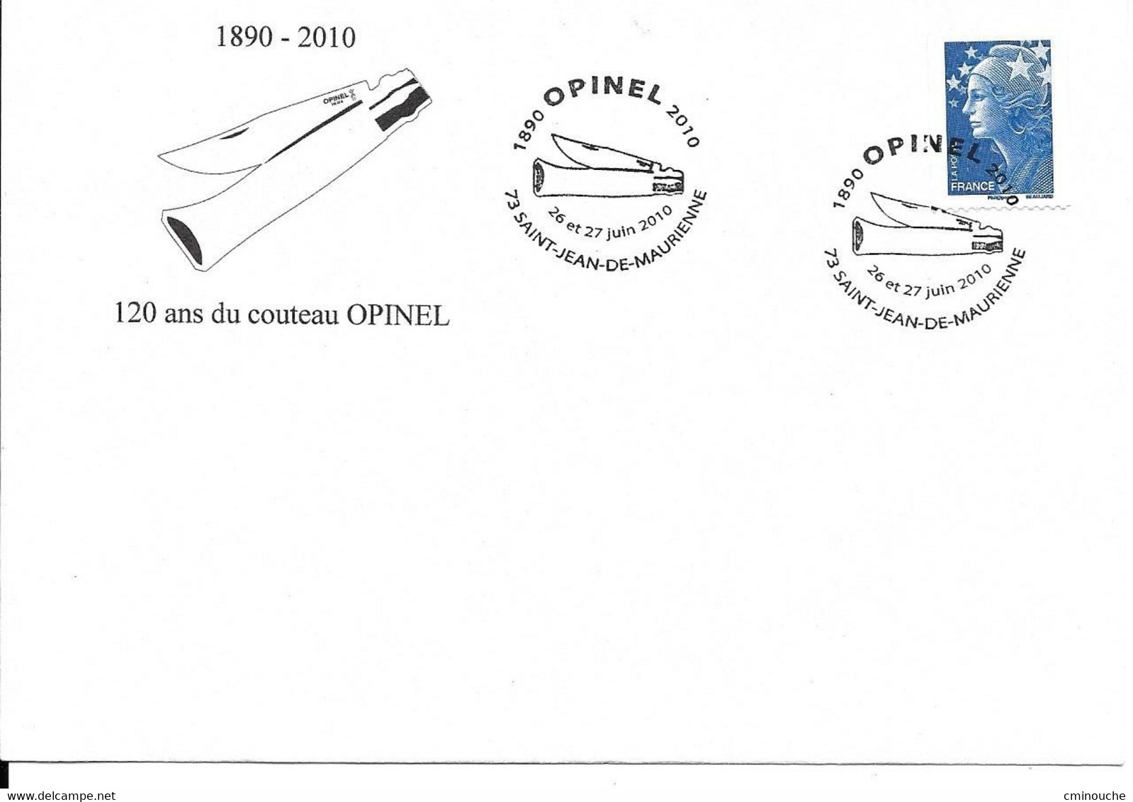 Enveloppe Couteau Opinel 120 Ans; Roulette Bleu Europe - Non Classés