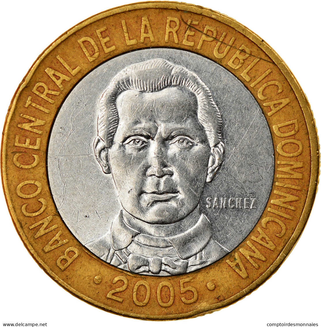 Monnaie, Dominican Republic, 5 Pesos, 2005, TTB, Bi-Metallic, KM:89 - Dominicana