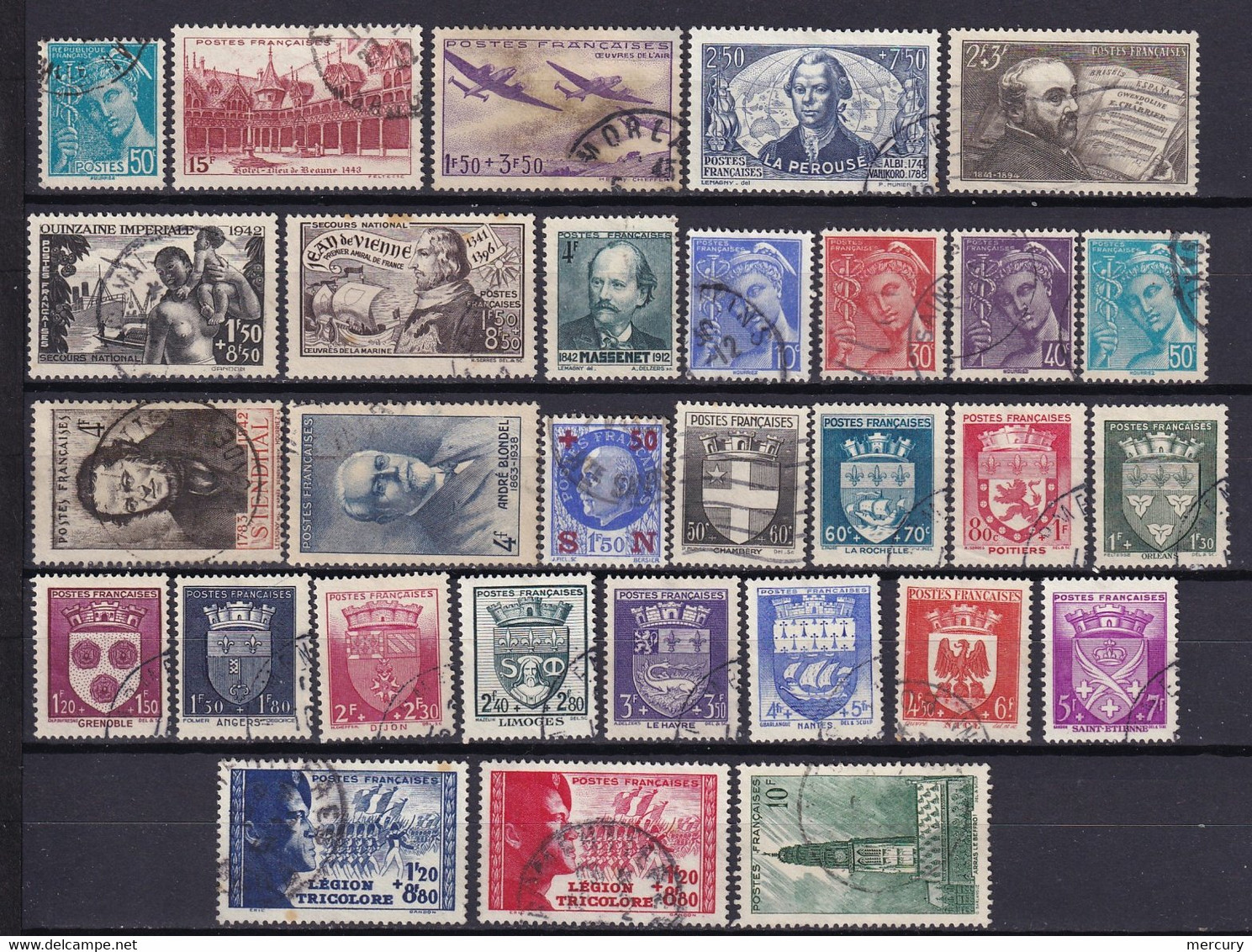 FRANCE - Année 1942 Complète Oblitérée - 30 Timbres - 1940-1949