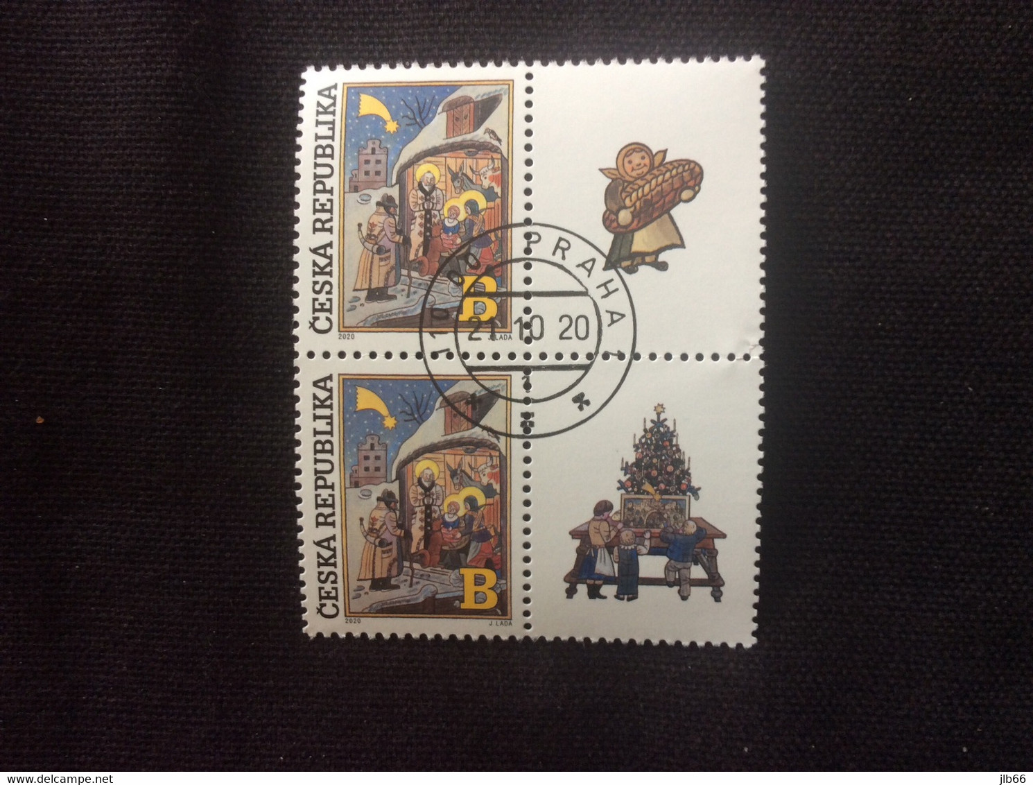 2020 Paire Oblitérée Po 1097 Noël Christmas Timbre Avec Vignette Crèche Sapin - Used Stamps