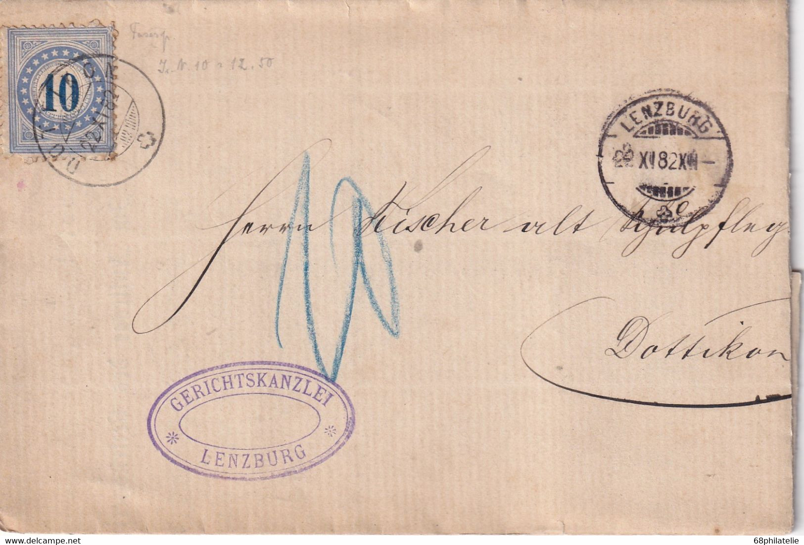 SUISSE 1882 LETTRE DE LENZBURG - Other & Unclassified