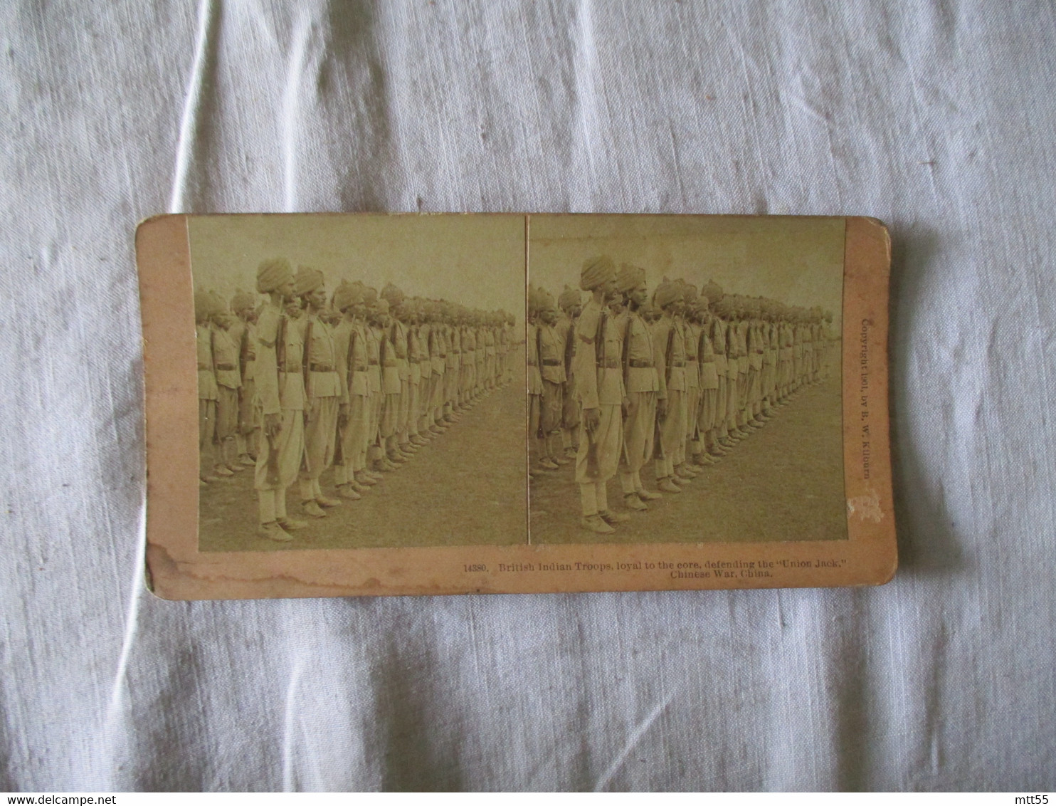 Chine China  Troupe Indienne Defense De L Union Jack    Photo Stereo Stereoscopique - Stereoscoop