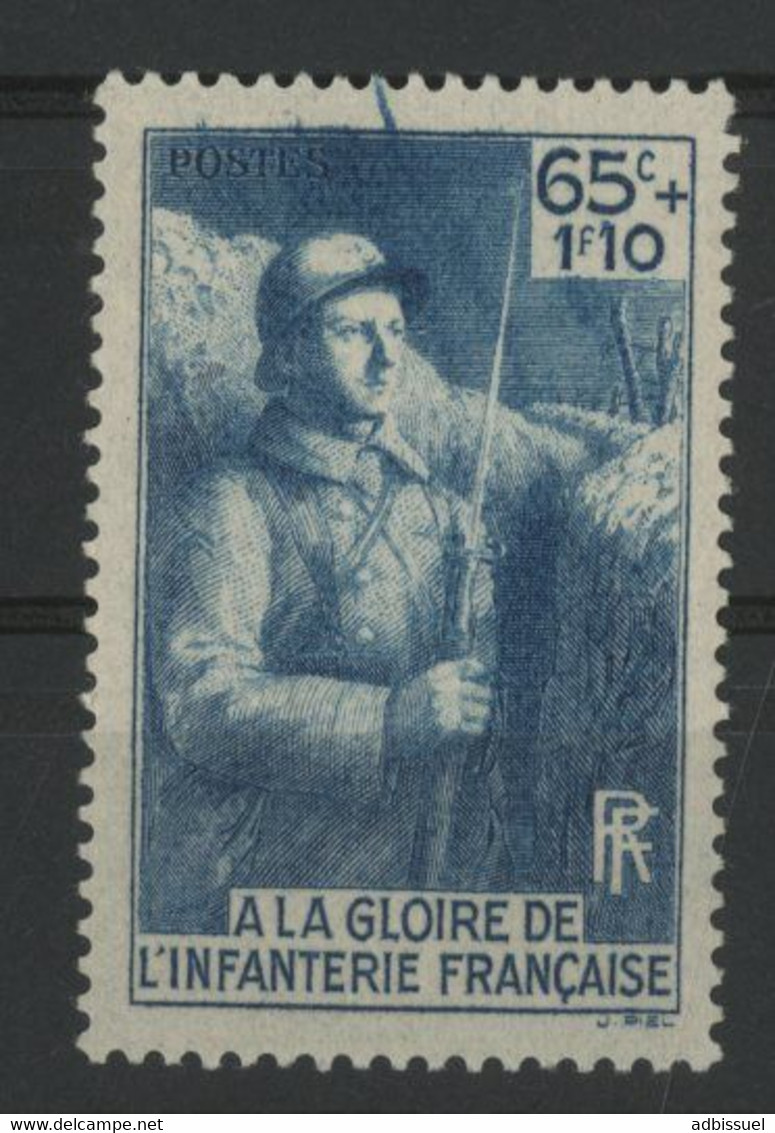 N° 387 VARIETE D'IMPRESSION. Neuf ** (MNH). 65ct + 1.1Fr "A La Gloire De L'Infanterie". TB - Unused Stamps