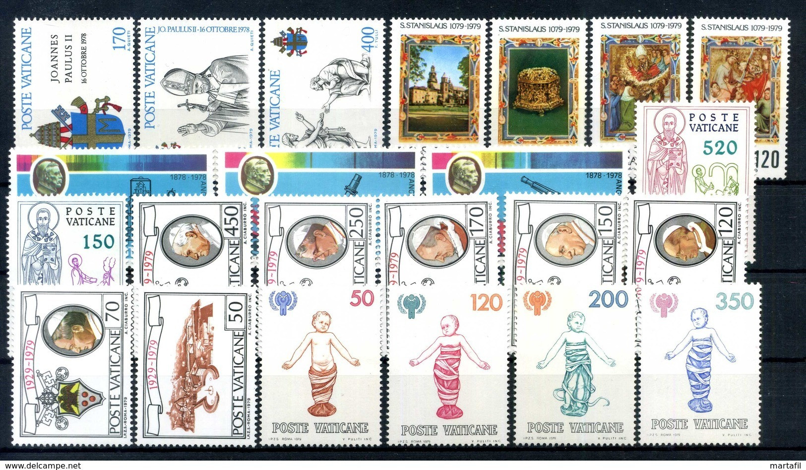 1979 VATICANO ANNATA COMPLETA Ordinaria MNH ** - Volledige Jaargang