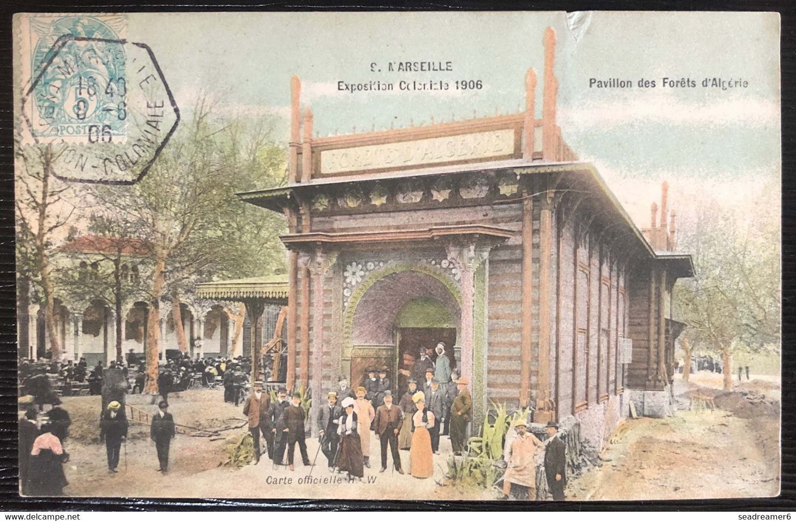 Carte Postale Palais De L'indochine Marseille Exposition Coloniale Blanc N° 111 Obl Dateur Hexagonal De L'expo RR - 1900-29 Blanc