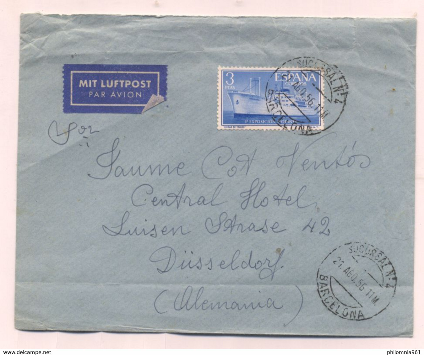 Spain AIRMAIL COVER TO Germany 1956 - Other & Unclassified