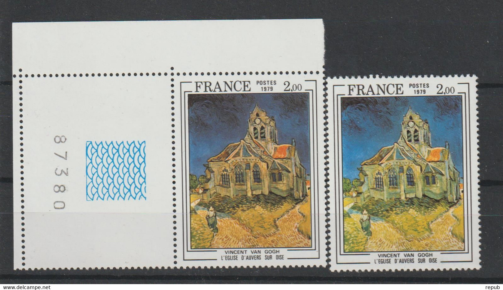 France église Auvers Sur Oise V Van Gogh 2054b Orange Au Lieu De Jaune Coin N° ** MNH - Ungebraucht