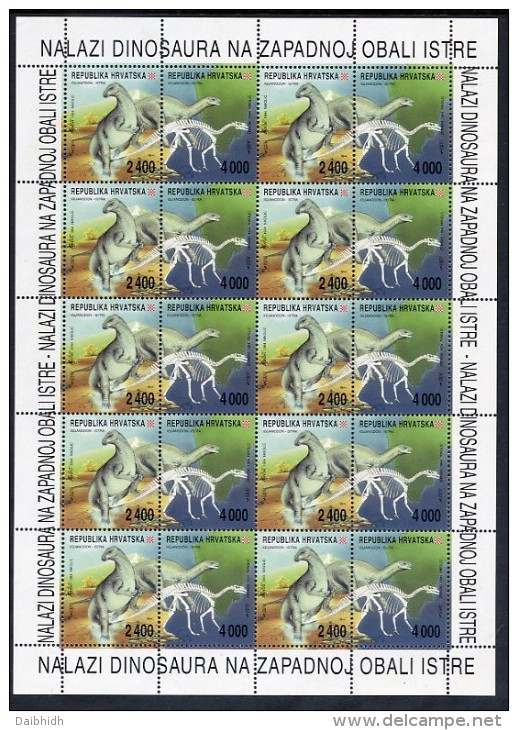 CROATIA 1994 Dinosaur Finds In Istria Sheet Let With 10 Pairs MNH / **.  Michel 268-69 - Croatia