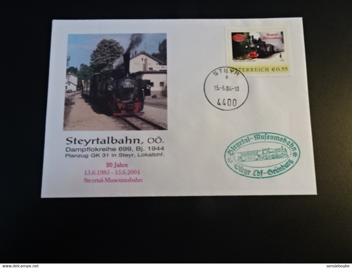 TR1928- Enveloppe Adressed Austria  2004 - Steyrtalbahn - Damfplokreihe 699 Bj. 1944 - Trains