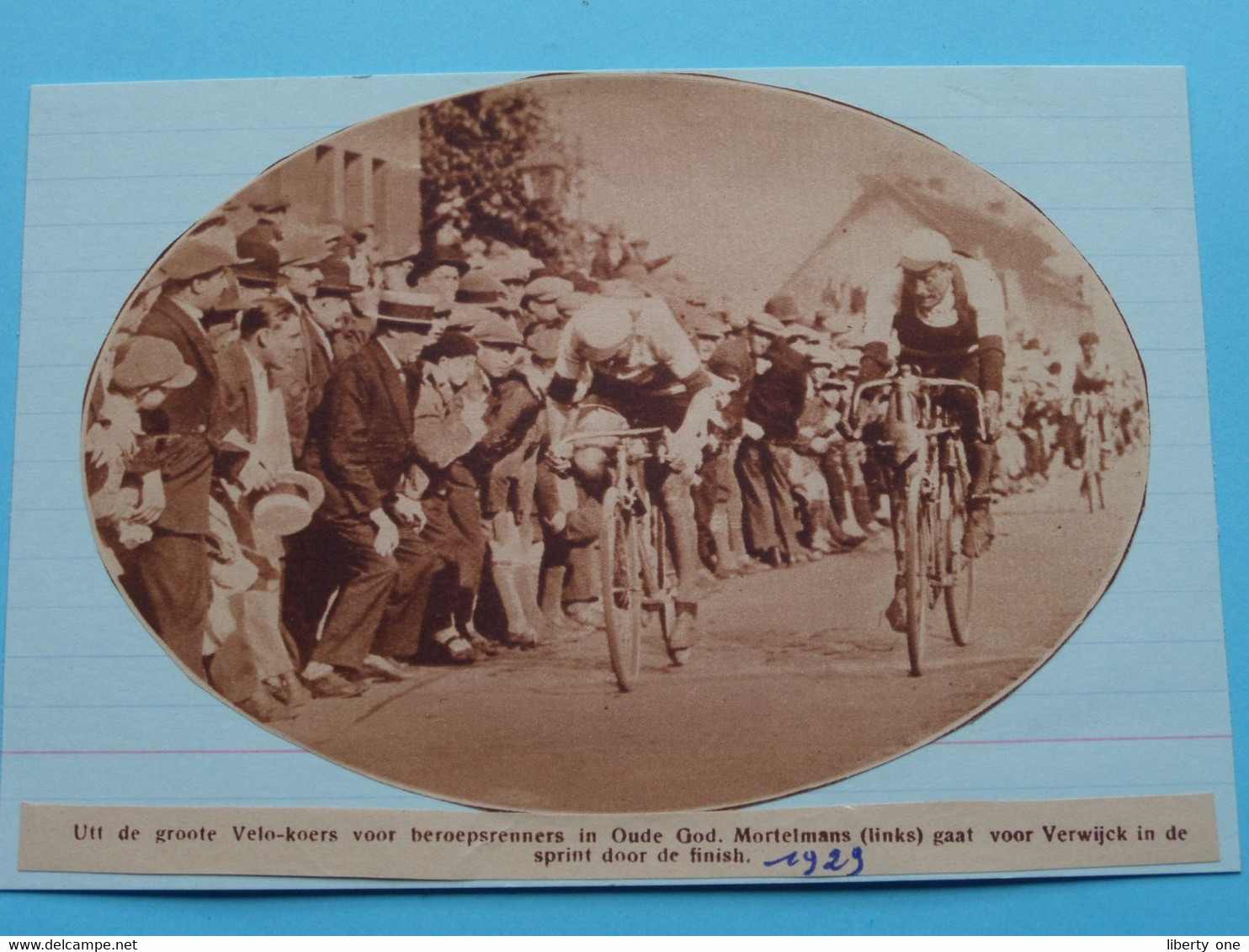 OUDE GOD Beroepsrenners ( MORTELMANS / VERWIJCK Sprint / Finish ) 1929 ( Zie Foto Voor Detail ) KRANTENARTIKEL ! - Cyclisme