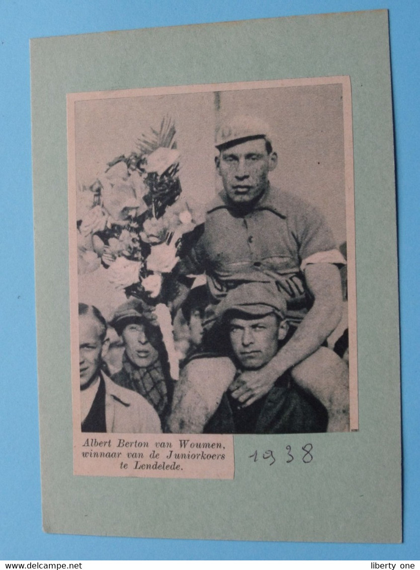 Albert BERTON Van WOUMEN Winnaar Juniorkoers Te LENDELEDE / 1938 ( Zie Foto Voor Detail ) KRANTENARTIKEL ! - Cyclisme
