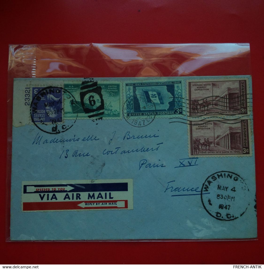 LETTRE WHASHINGTON POUR PARIS  VIA AIR MAIL 1947 - Lettres & Documents