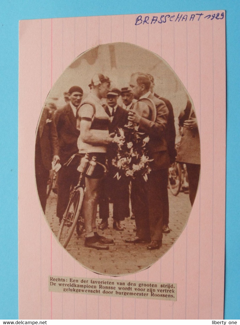 BRASSCHAAT ( RONSSE Gelukwensen Van Burg. Roossens  ) 1929 ( Zie Foto Voor Detail ) KRANTENARTIKEL ! - Cyclisme