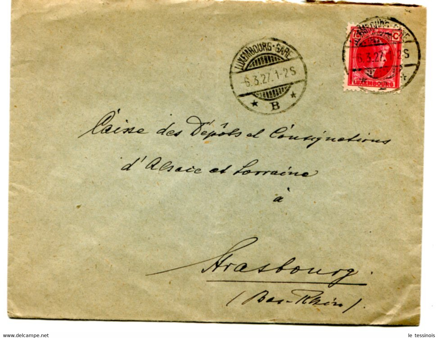 Lettre De LUXEMBOURG GARE 1927 Pour Strasbourg. - Macchine Per Obliterare (EMA)