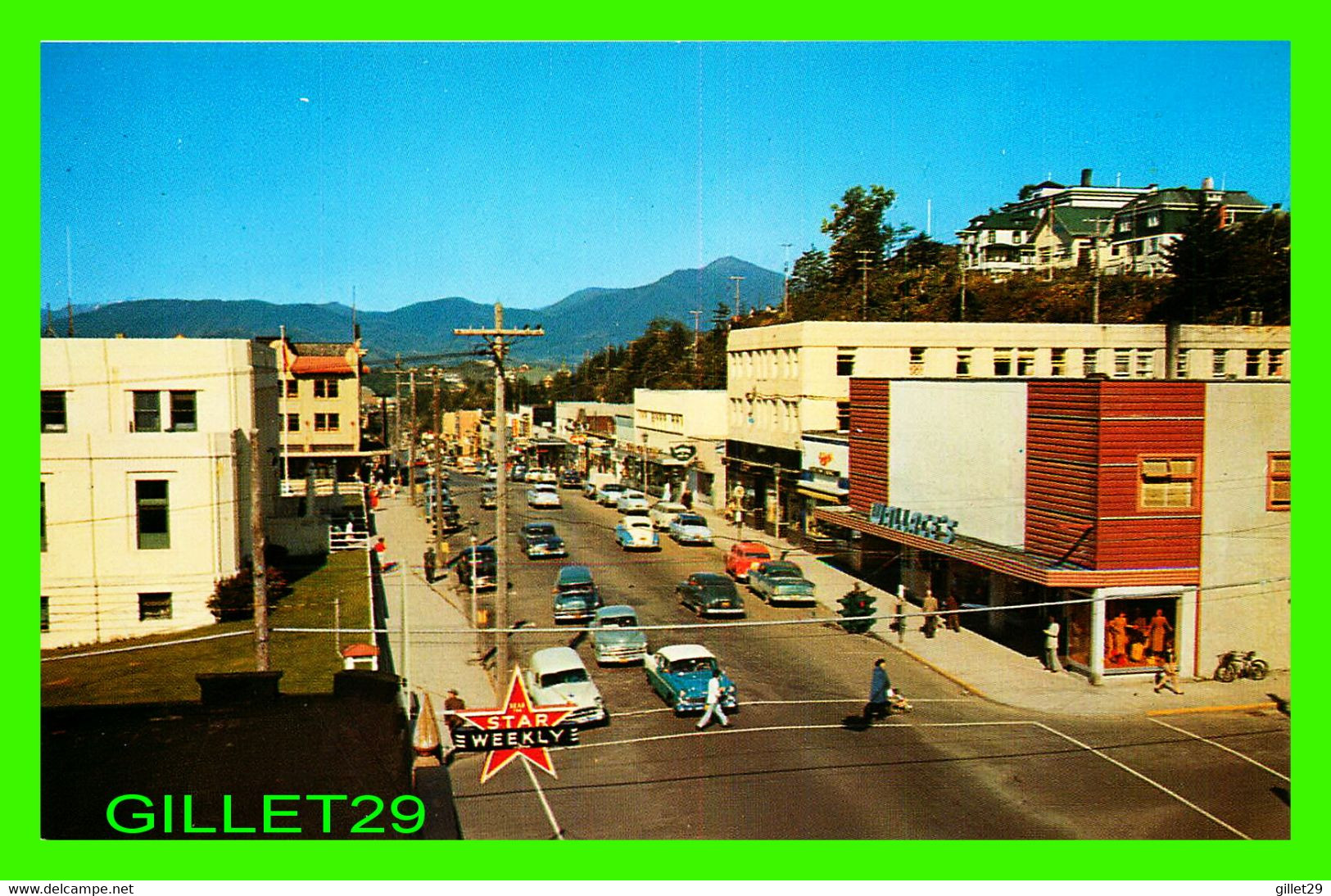 PRINCE RUPERT, BC - VIEW OF THE BUSINESS SECTION - ANIMATED WITH OLD CARS  - TAYLORCHROME - WRATHALL'S - - Prince Rupert