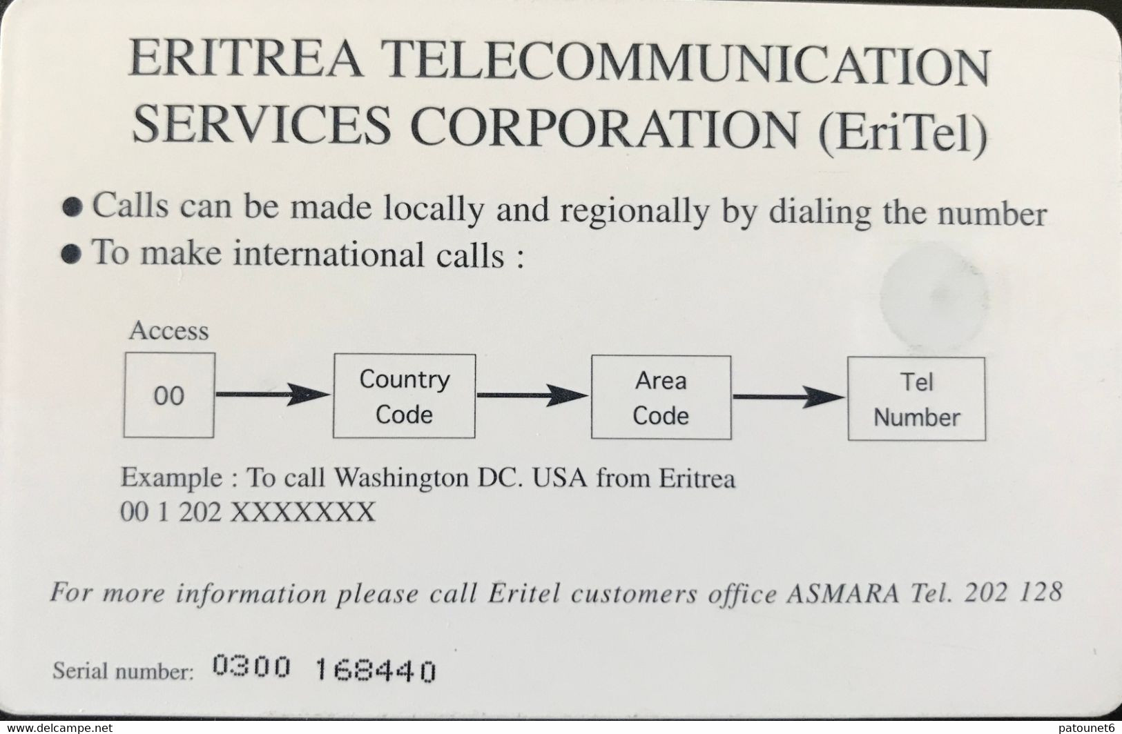 ERYTHREE  -  Phonecard  -  Eritel  - Three Seasons In Two Hours -   100 Nfa - Eritrea