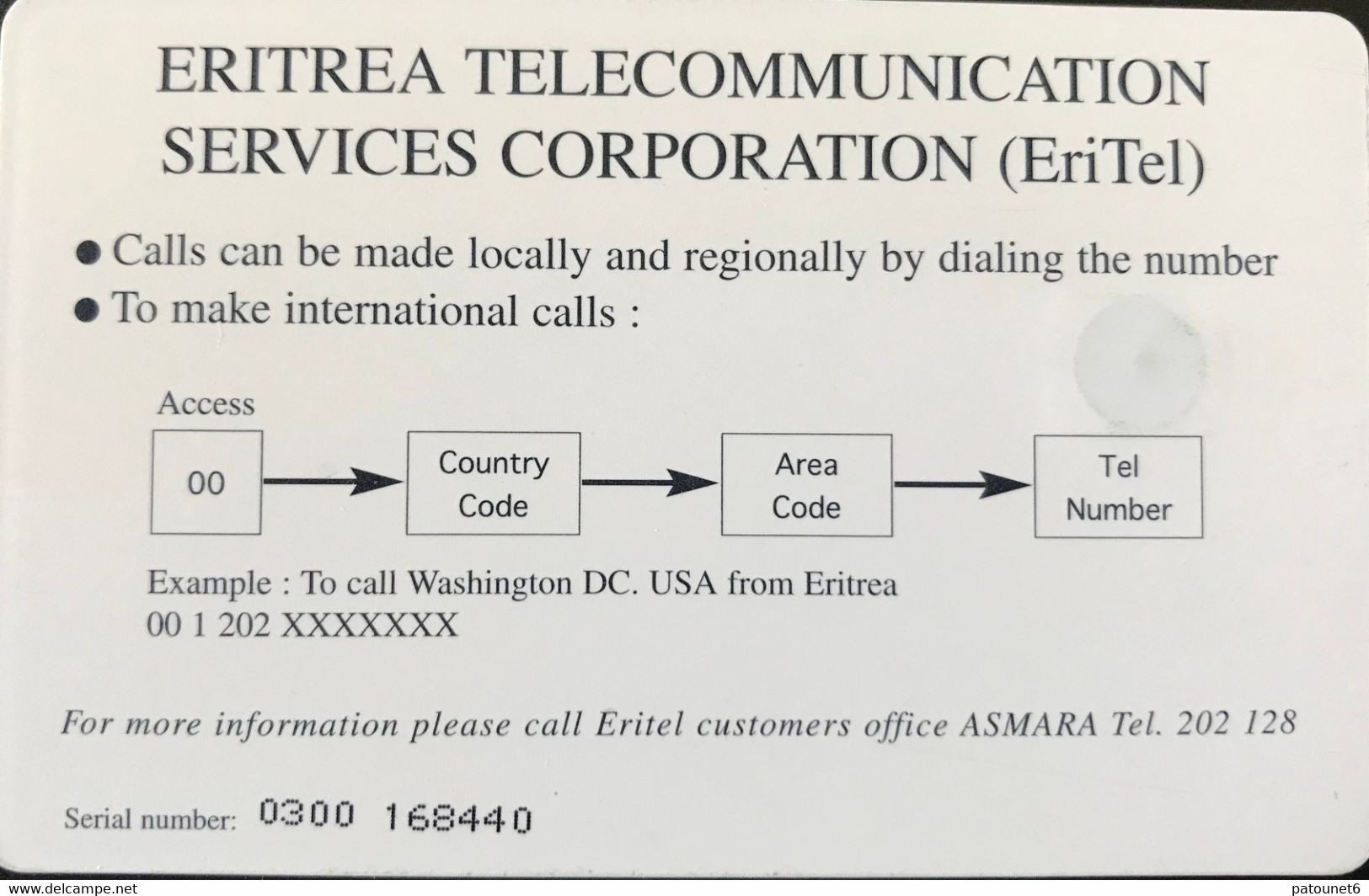 ERYTHREE  -  Phonecard  -  Eritel  - Three Seasons In Two Hours -   100 Nfa - Erythrée