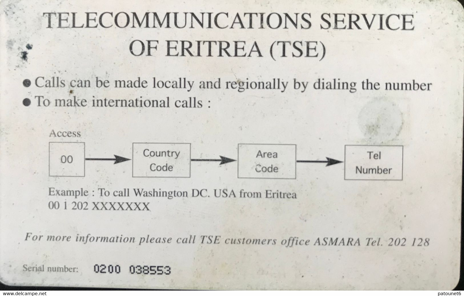ERYTHREE  -  Phonecard  -  TSE  - Three Seasons In Two Hours -   Nakfa 50 - Eritrea