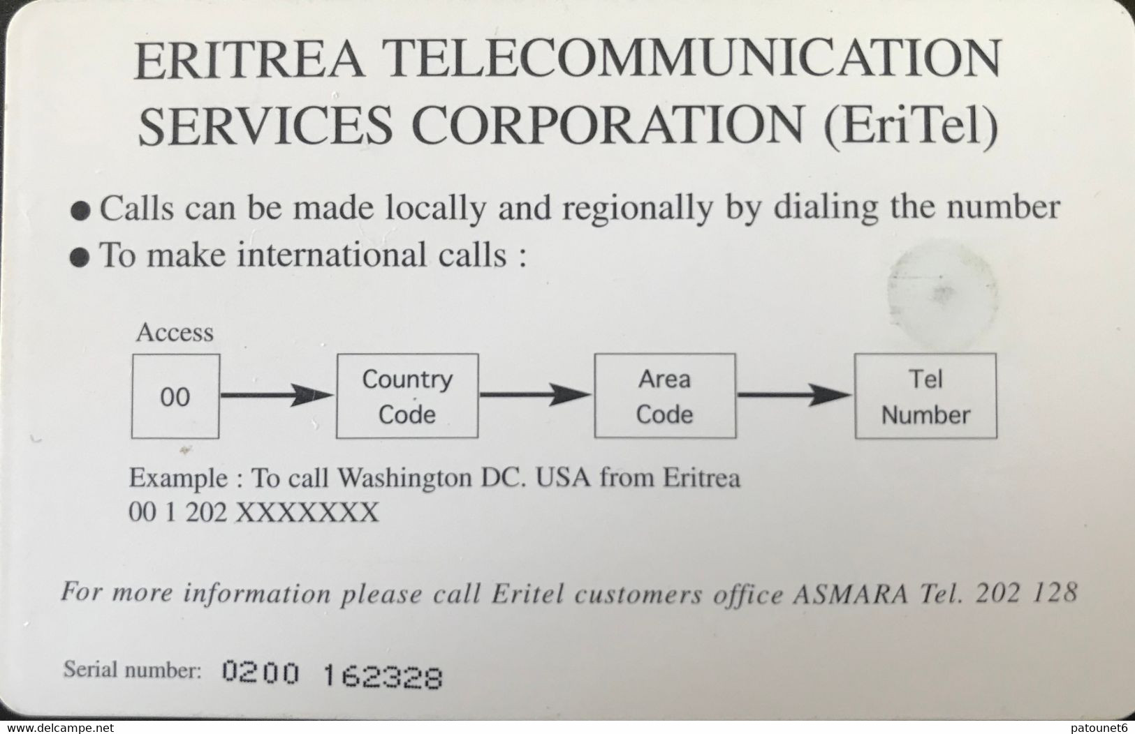 ERYTHREE  -  Phonecard  -  Eritel  - Three Seasons In Two Hours -   50 Nfa - Erythrée