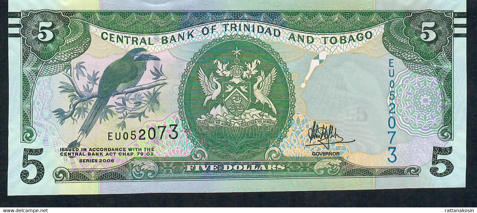 TRINIDAD AND TOBAGO P55b 5 DOLLARS 2006  Issued 2017 #EU Signature 10 Mark For Blind UNC. - Trinidad En Tobago