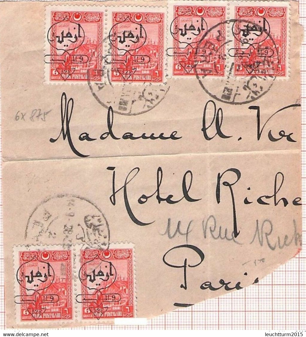 TURKEY - FRAGMENT LETTER PERA 1928 - PARIS Mi #875 / T221 - Lettres & Documents