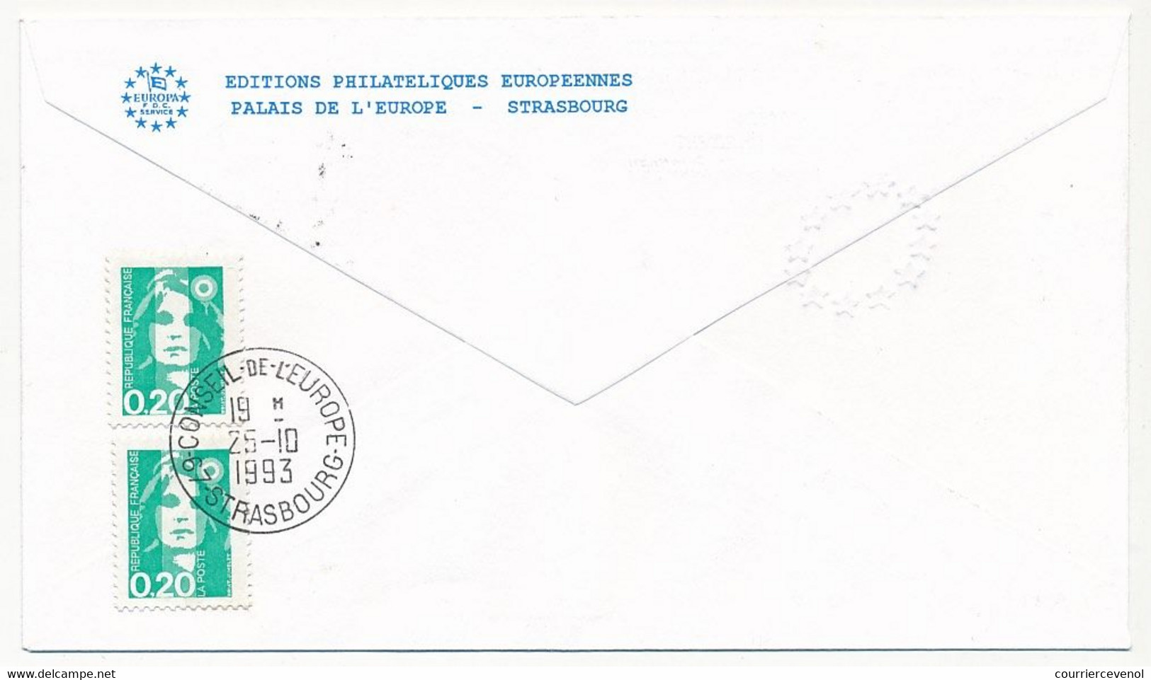 FRANCE - STRASBOURG Conseil De L'Europe 25/10/1993 OMEC Session Du Parlement Européen / Vignette Antonio Capucho - Covers & Documents