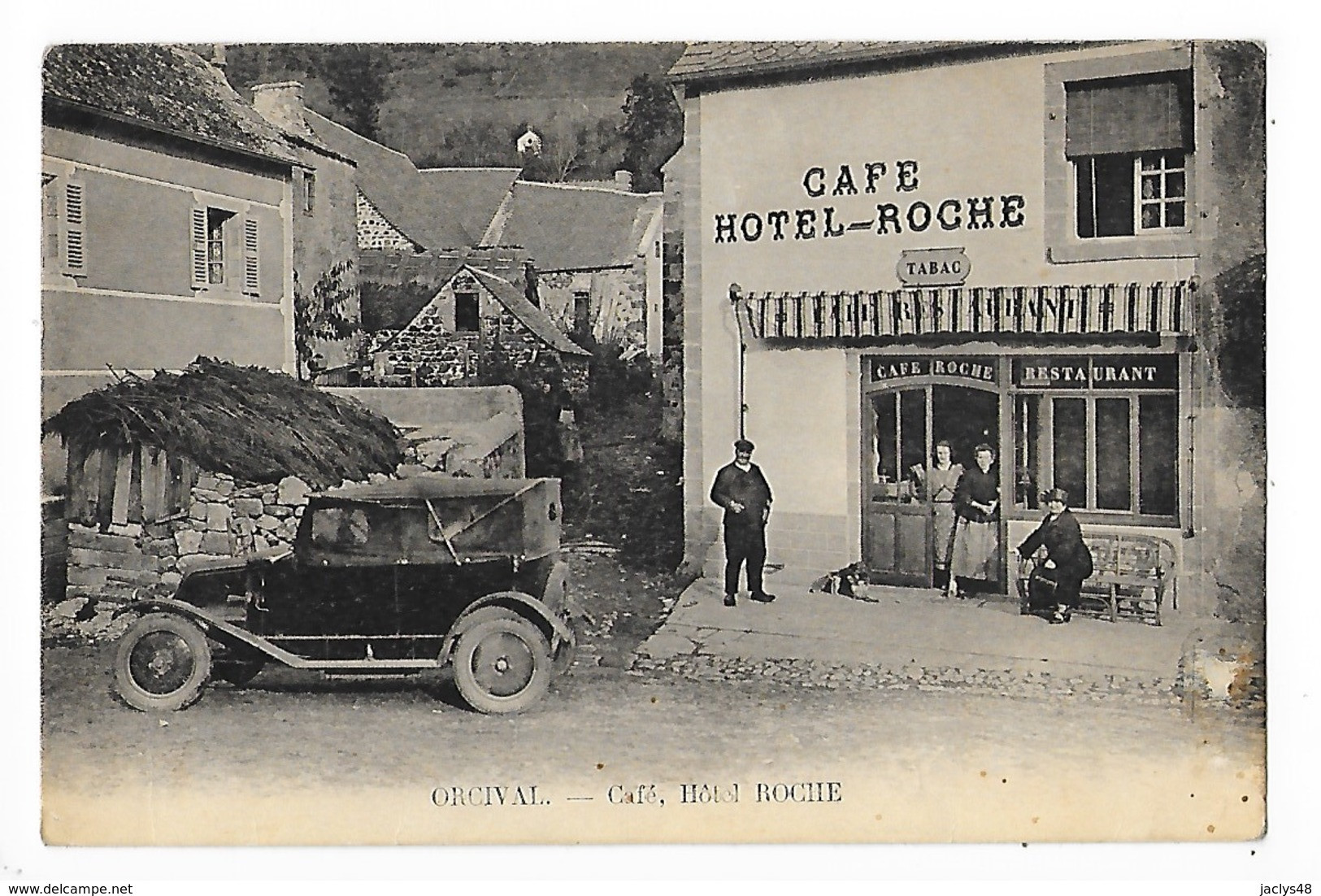 ORCIVAL  (cpa 63)  CAFE  HÔTEL  ROCHE  -.  ##  RARE ##   - L 1 - Other & Unclassified