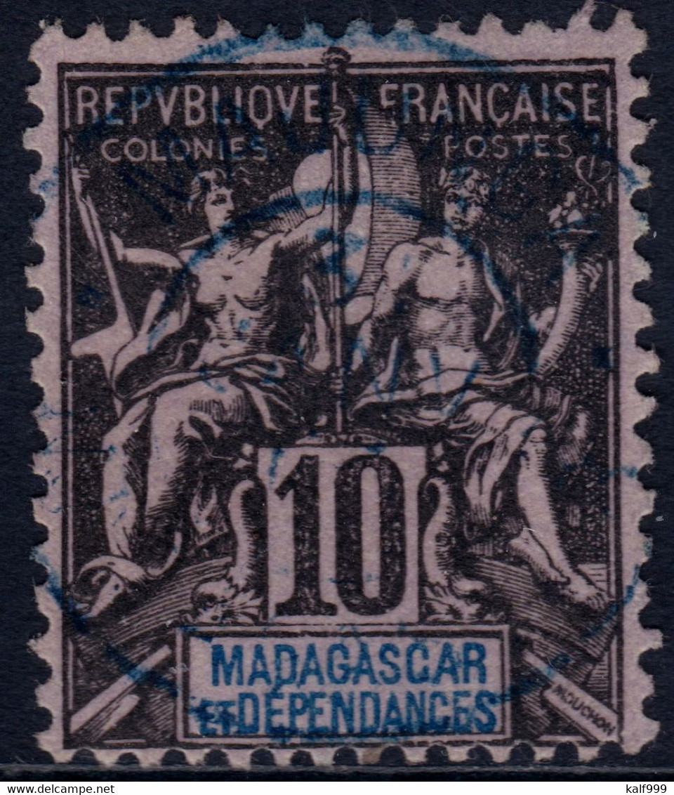 ✔️ Madagascar 1896/1899 - Mouchon Groupé - Cachet Central MAJUNGA - Yv. 32 (o) Used - Usati