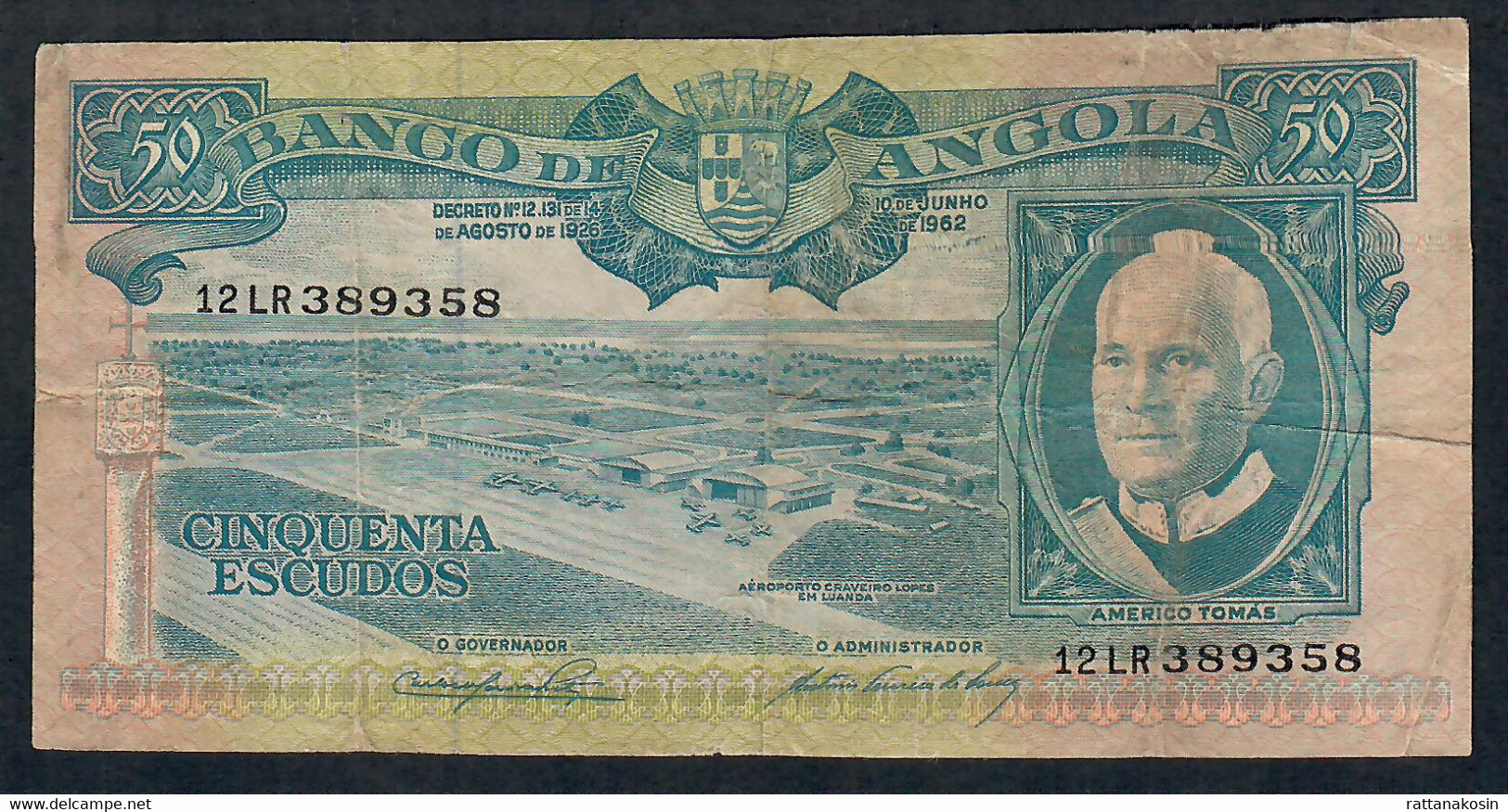 ANGOLA P93 50 ESCUDOS 1962 #12LR   FINE - Angola