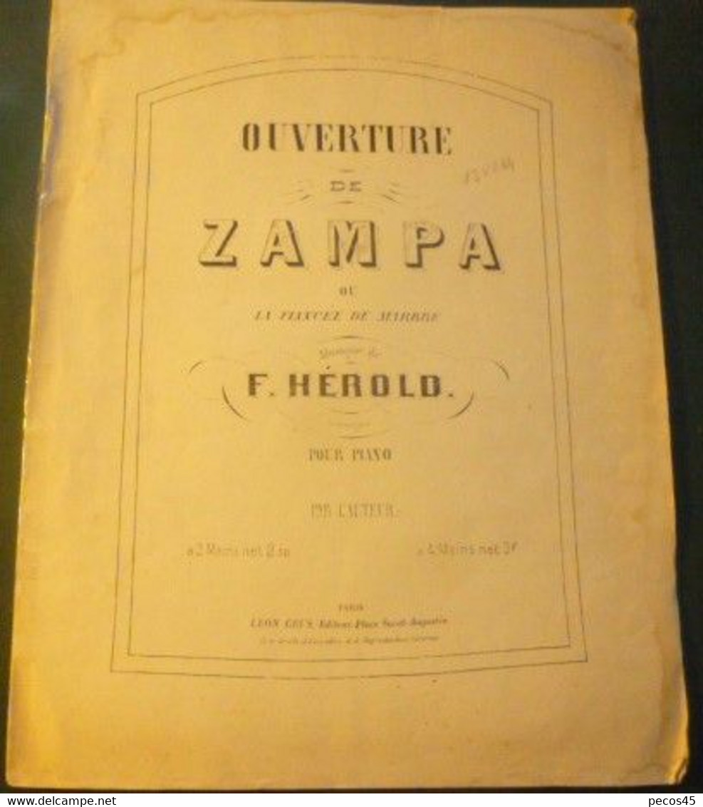 F. HEROLD : Ouverture De ZAMPA - Pour Piano. - A-C