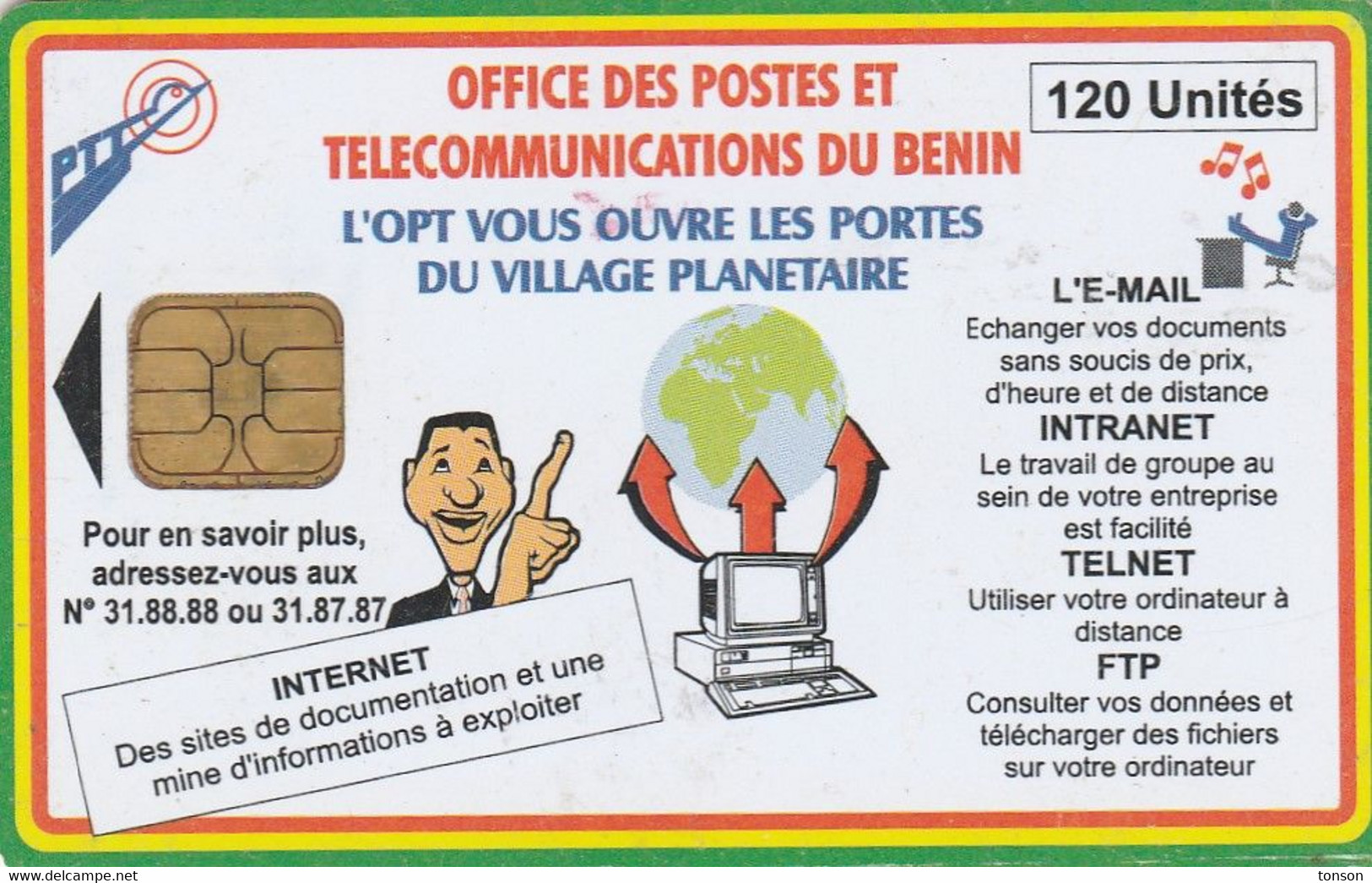 Benin, BEN-29, Internet (White Reverse), 2 Scans   Chip :  TH04 - Benin