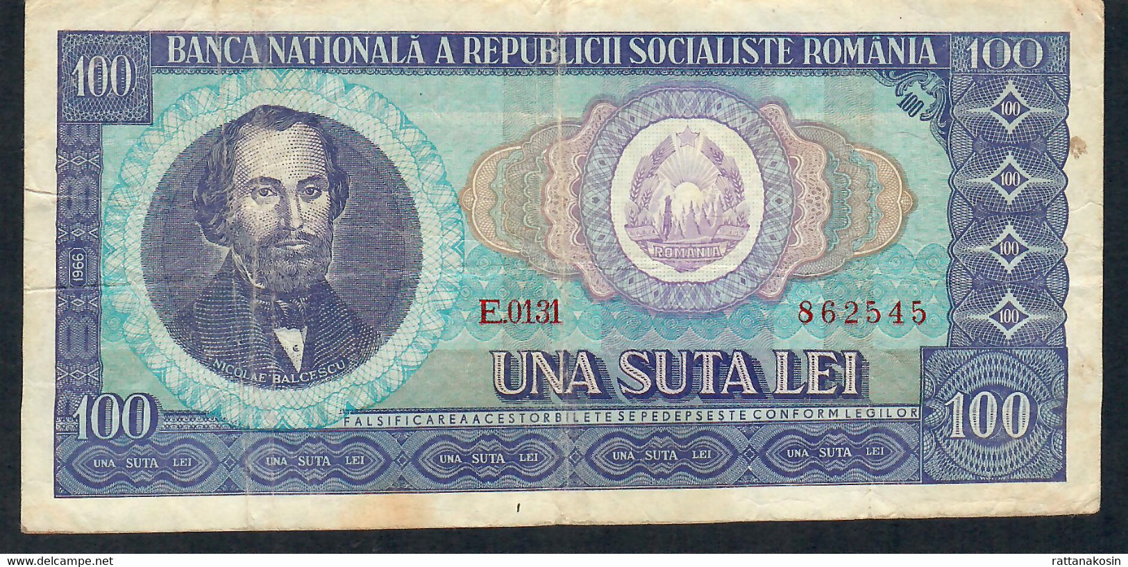 ROMANIA P97 100 LEI 1966   FINE - Roumanie