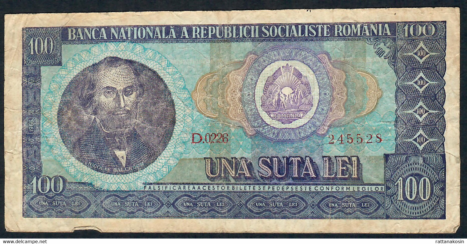 ROMANIA P97 100 LEI 1966   FINE - Roumanie