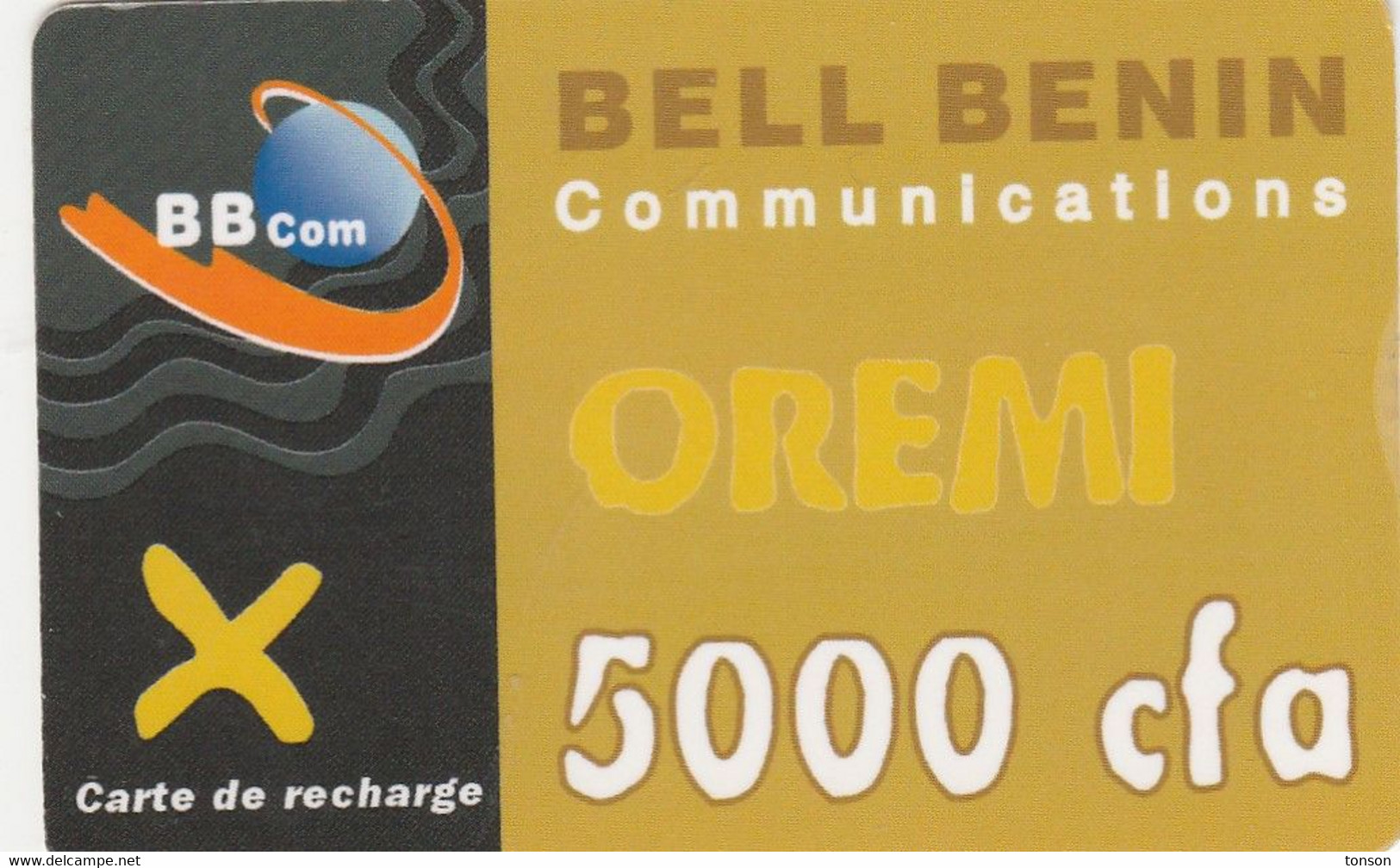 Benin, BJ-ORE-REF-0003, 5000 Cfa, Bell Benin Communications - Oremi, 2 Scans. - Benin