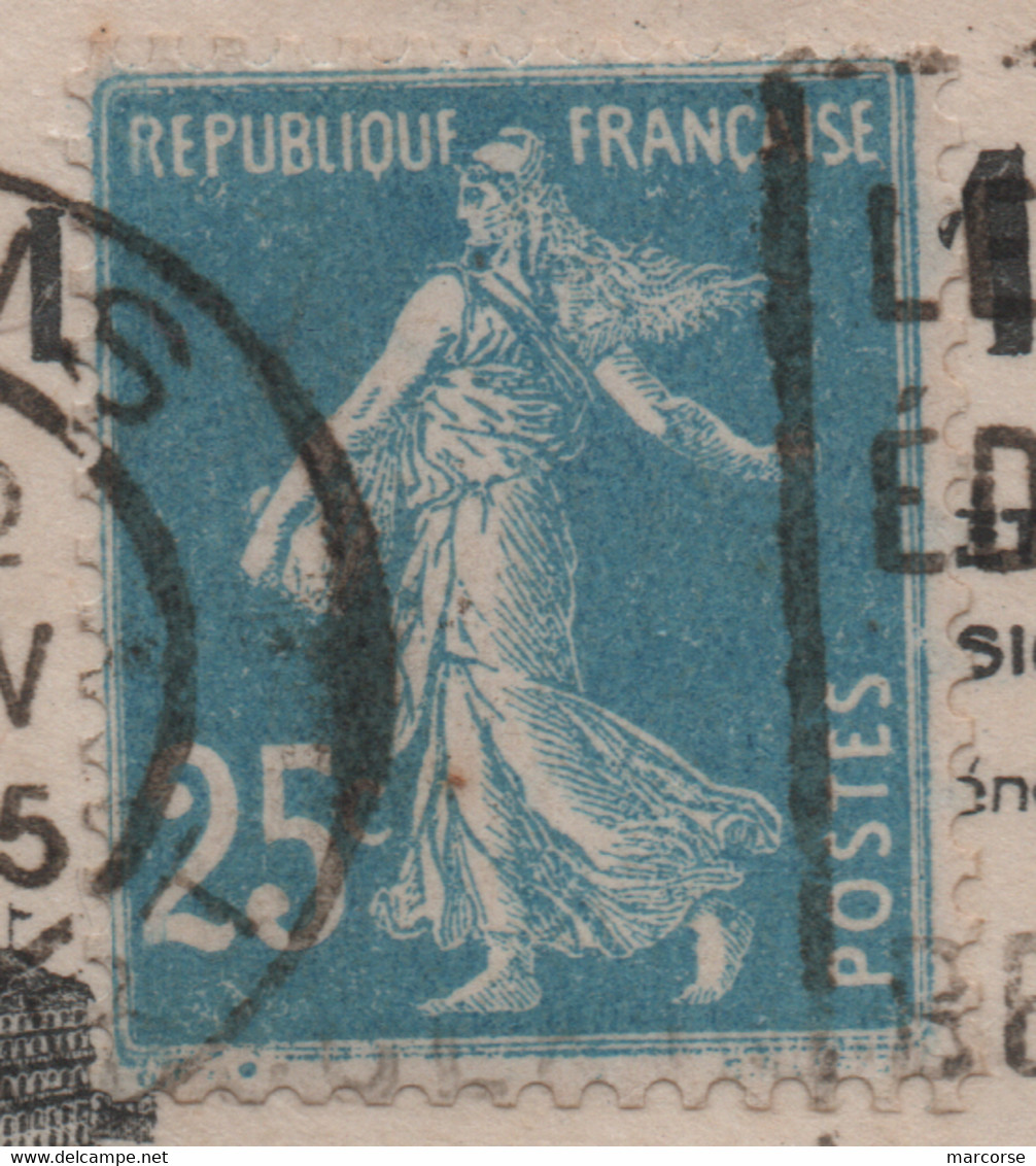 Roulette 25c Semeuse 140 IIIC Sur Enveloppe LA SAMARITAINE Paris 1925 (point Dans Signature) Voir Scans - Francobolli In Bobina