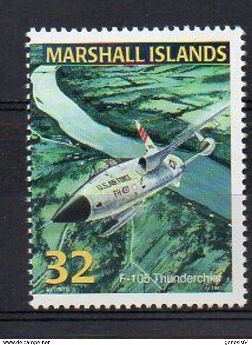 USAF REPUBLIC AVIATION F-105 THUNDERCHIEF Jet Aircraft Airplane Mint Stamp (Marshall 1997) - MNH (1W2691) - Aviones
