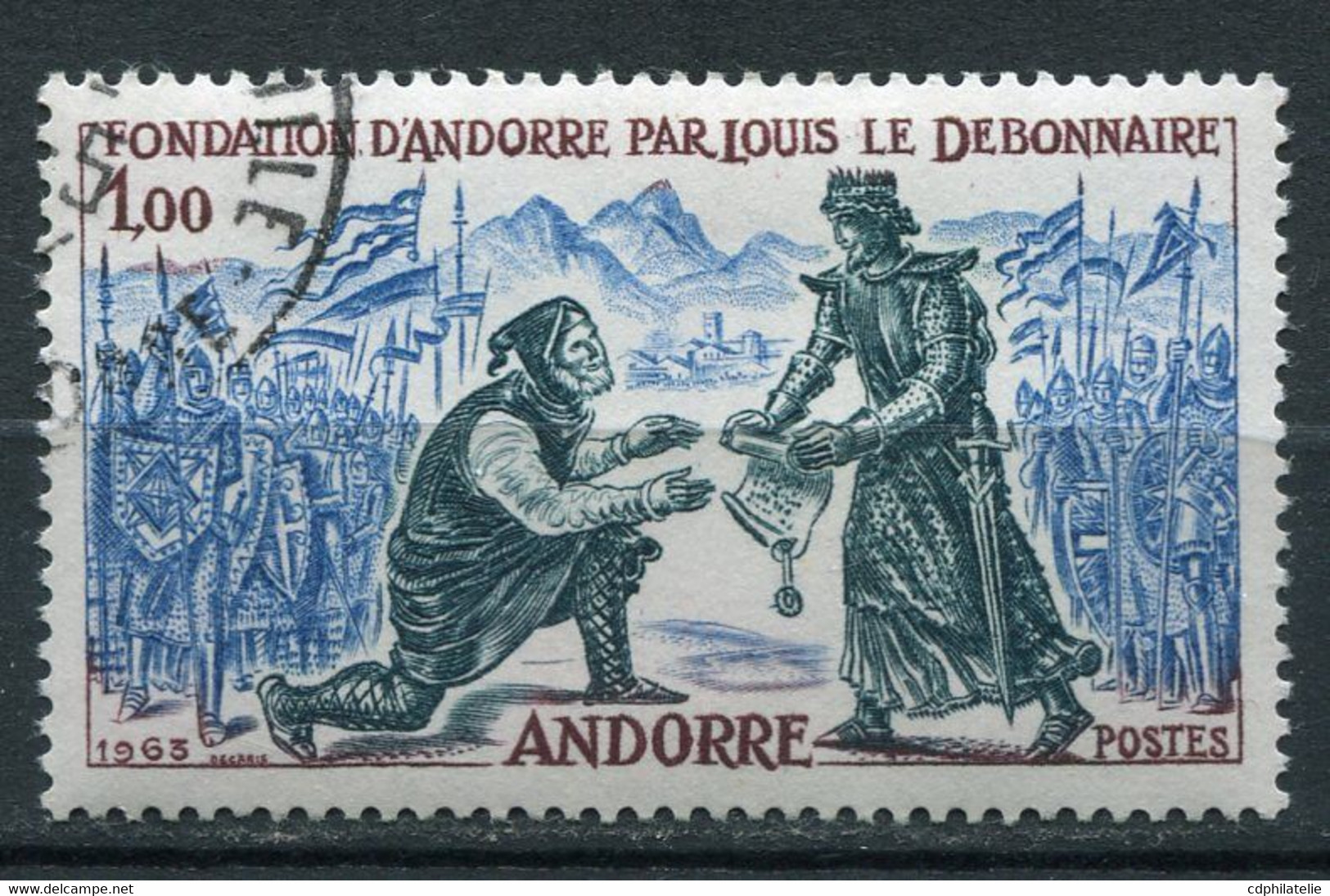 ANDORRE FRANCAIS N°169 OBLITERE FONDATION D'ANDORRE PAR LOUIS LE DEBONNAIRE - Gebruikt