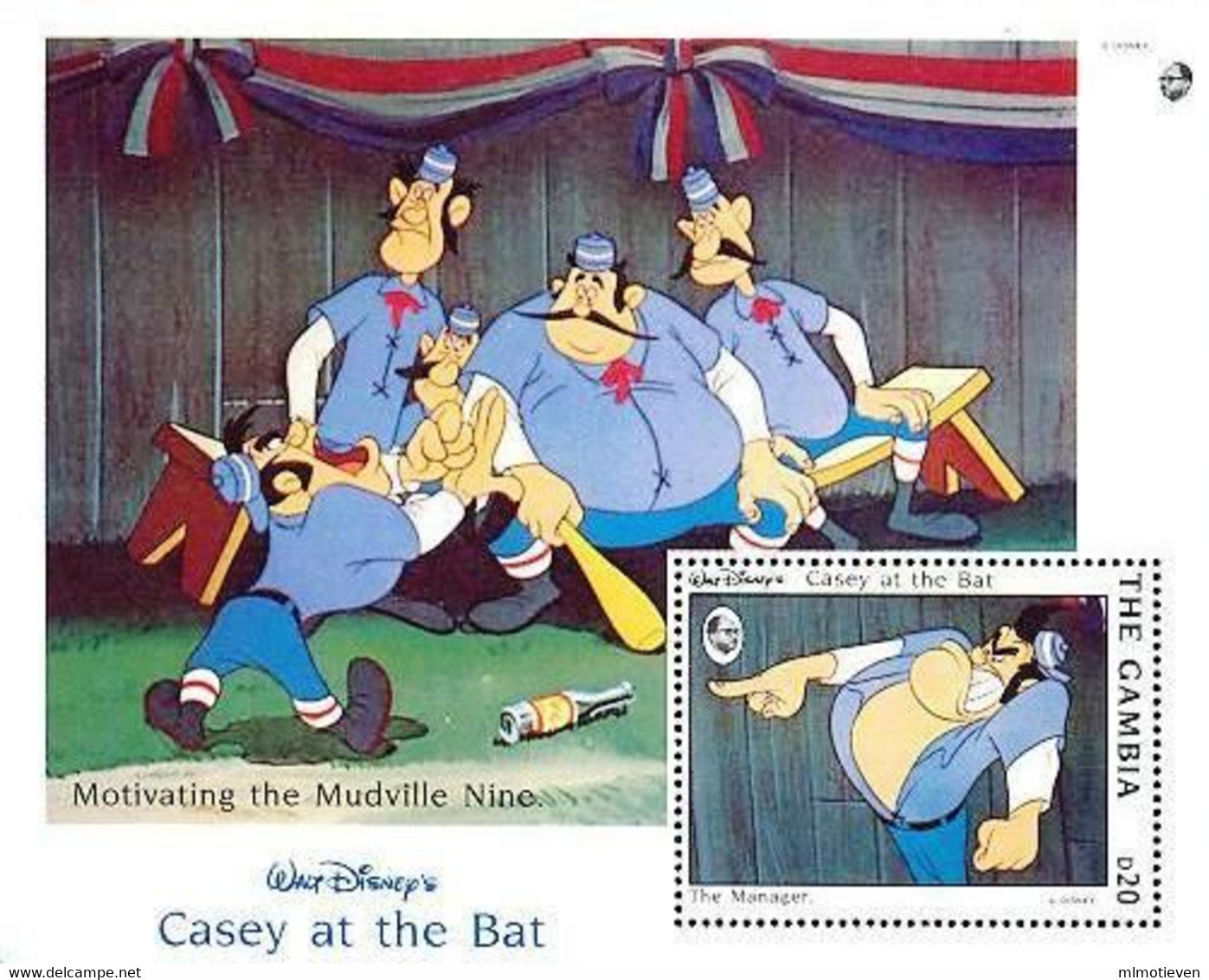 MWD-BK2-108-1 MINT PF/MNH ¤ GAMBIA 1993 BLOCK ¤ THE WORLD OF WALT DISNEY -- CASEY AT THE BAT - Disney