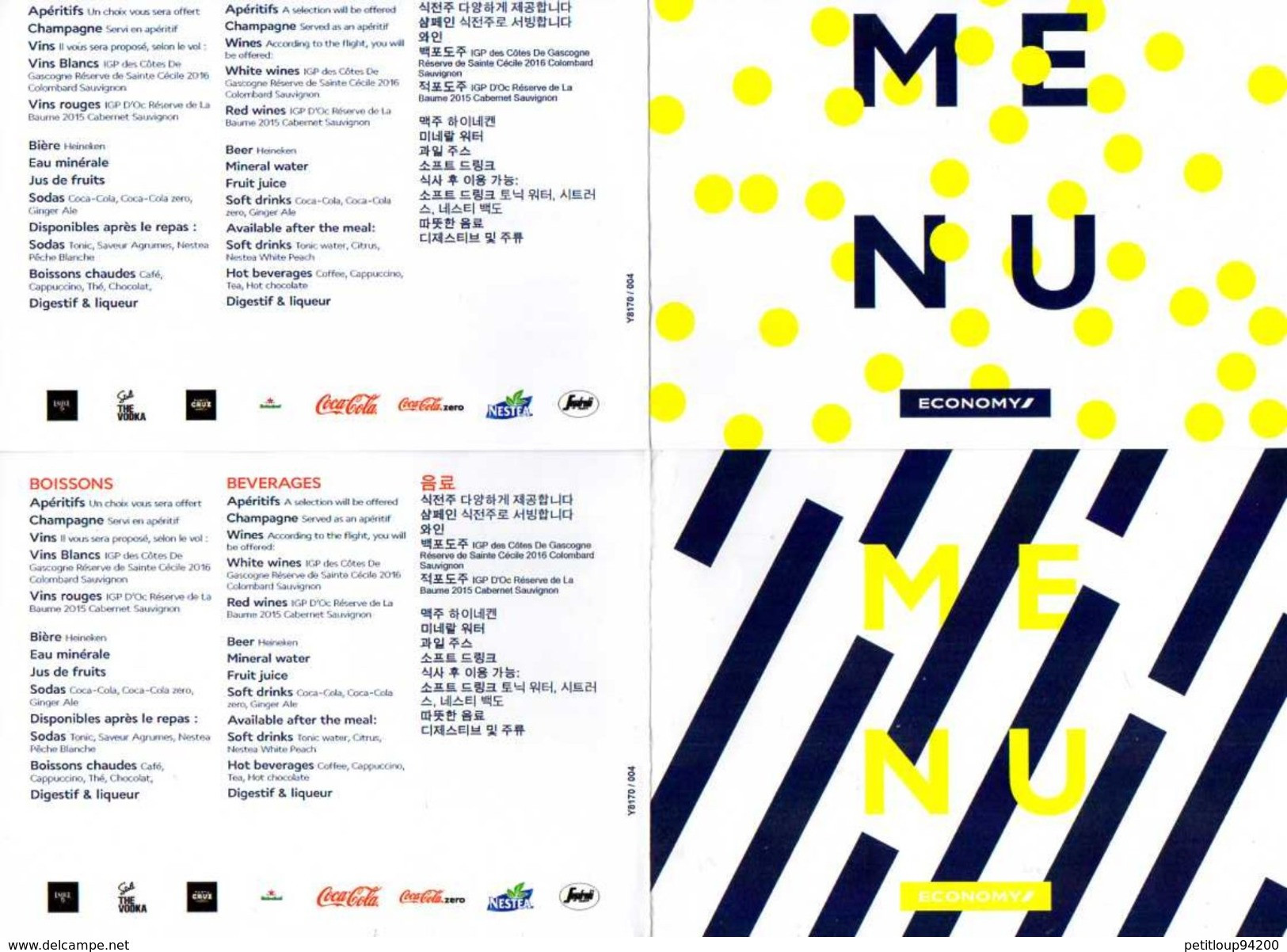 2 MENUS  AIR FRANCE *Economy - Menú