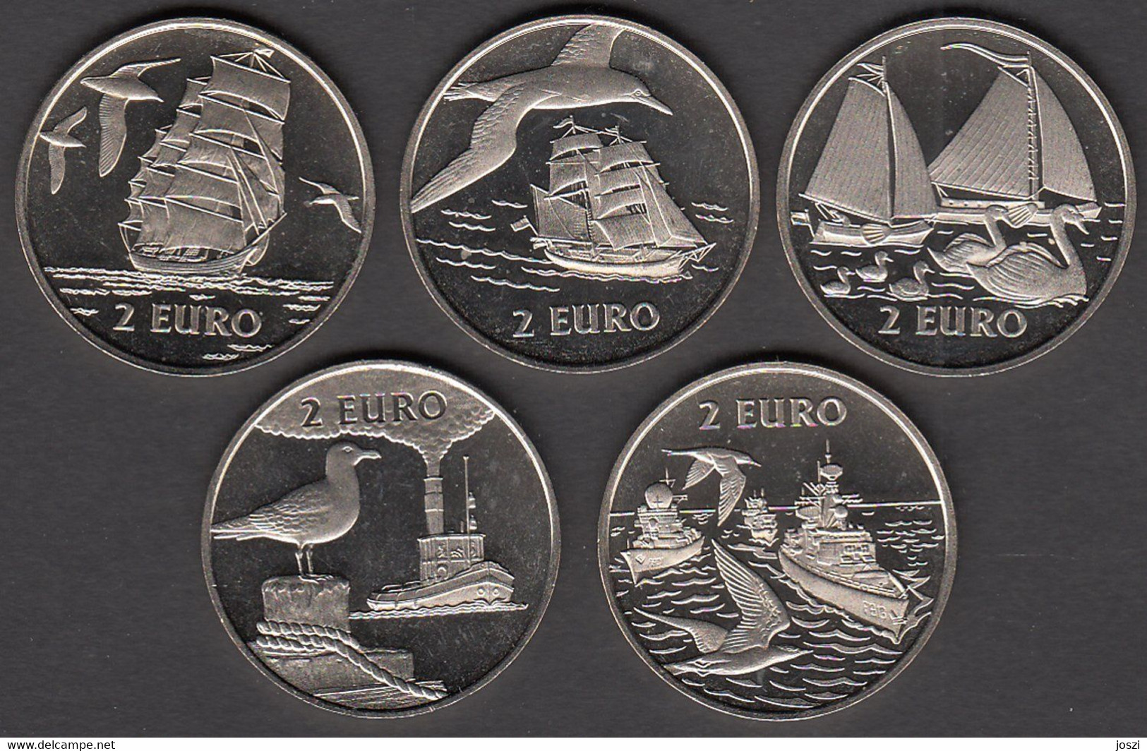 Nederland Set Penningen (5) Sail Den Helder 1997 2 Euro UNC - Pièces écrasées (Elongated Coins)